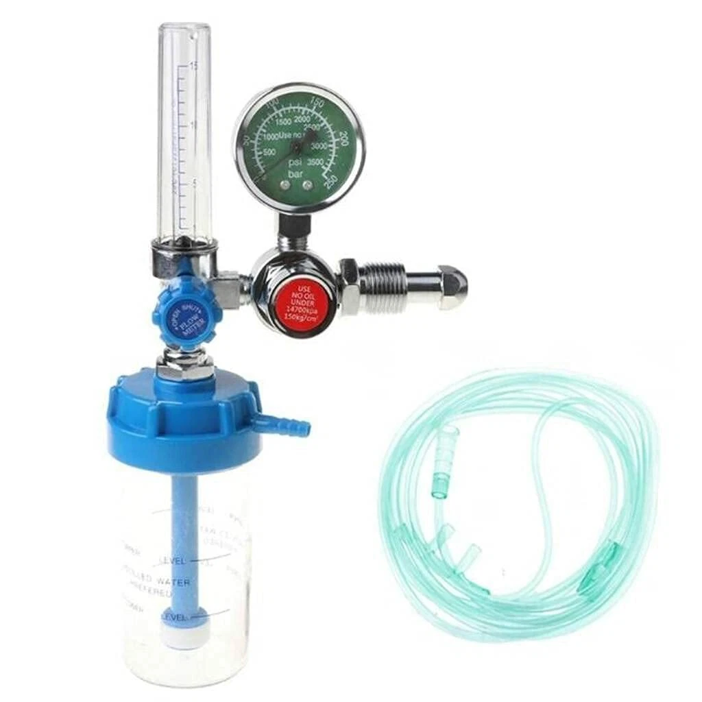 Medical Oxygen Regulator & Flow Meter with Humidifier Bottle
