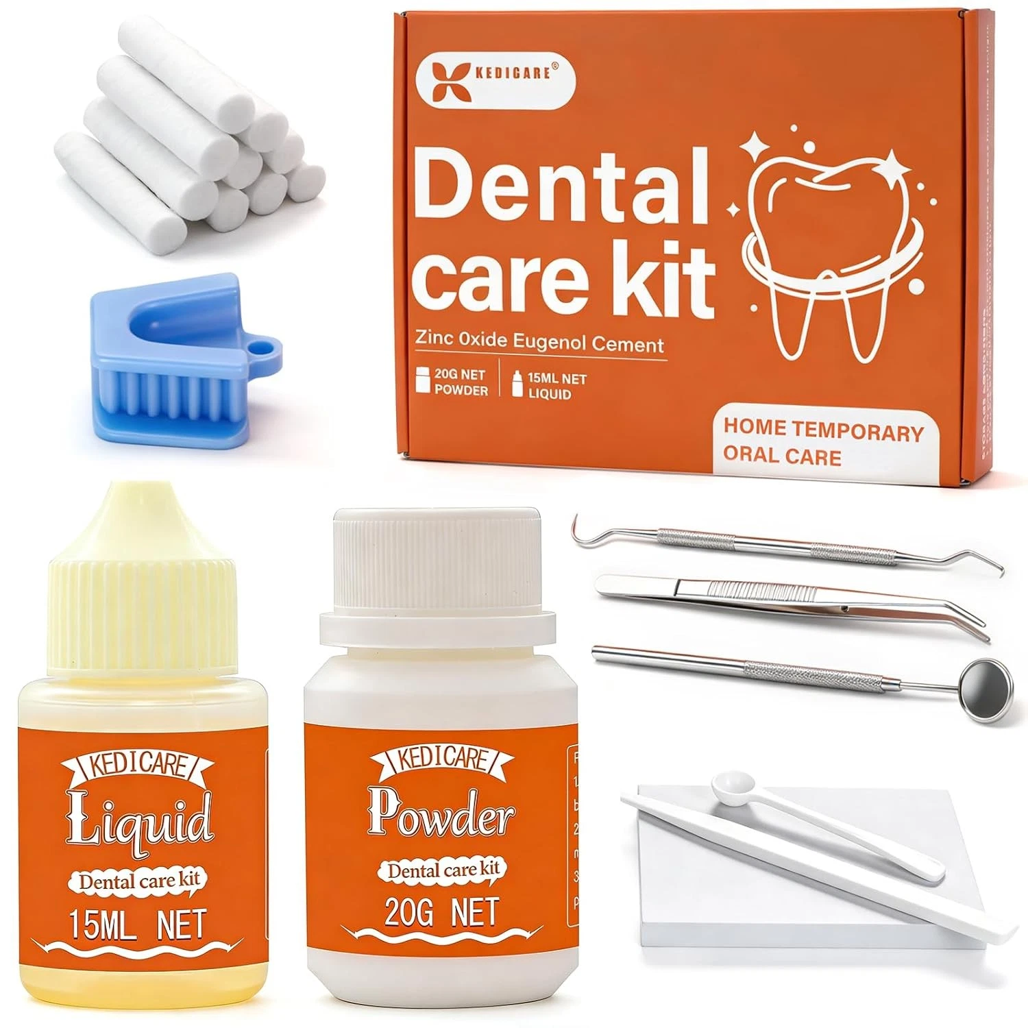 Temporary Dental Filling Kit with Zinc Oxide Eugenol Cement for Tooth Repair