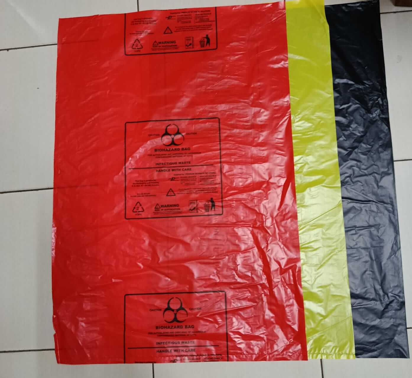 Waste Bin Liners - Black Red Yellow Size: 30x36