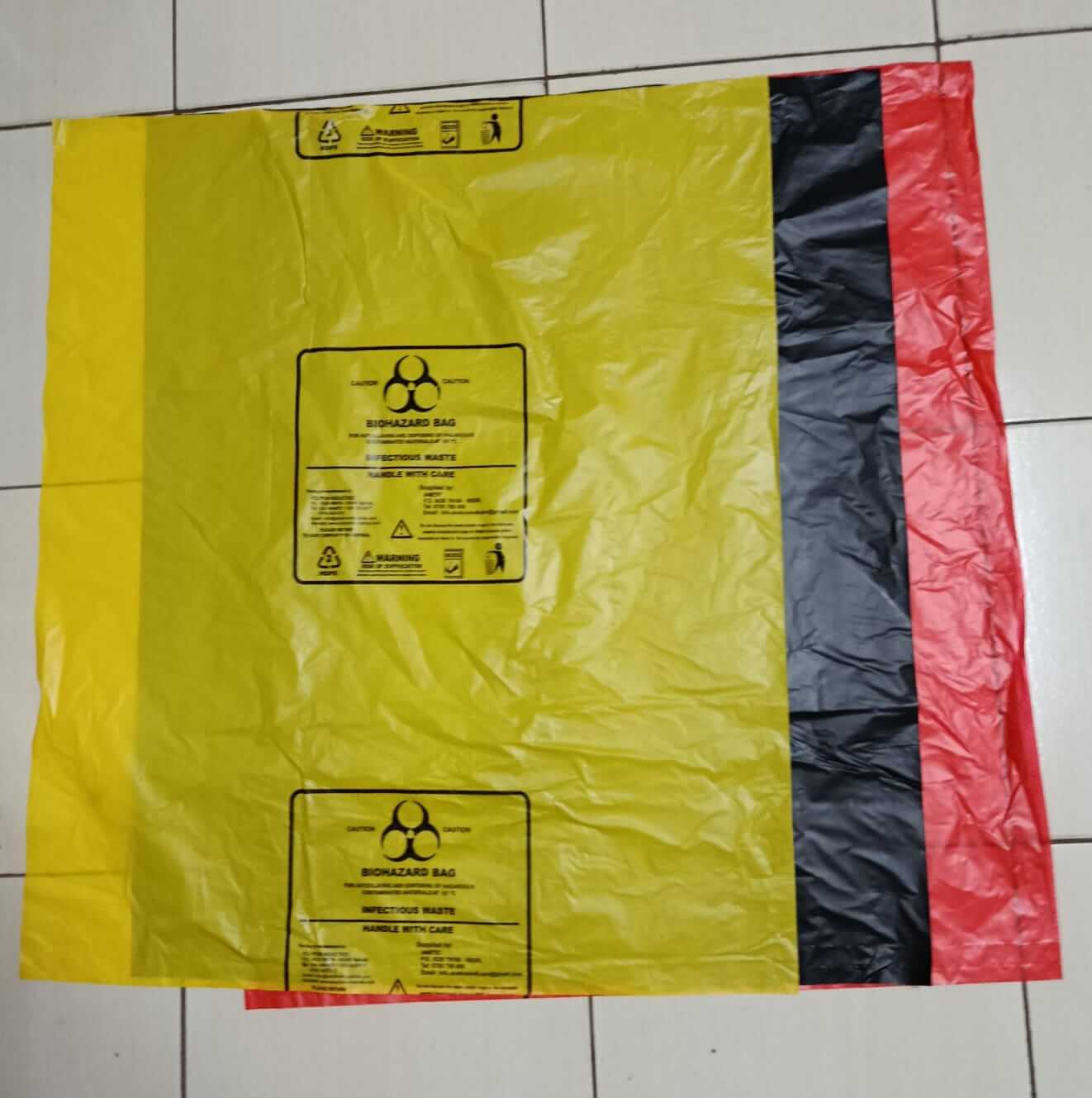 Waste Bin Liners - Black Red Yellow Size: 30x50